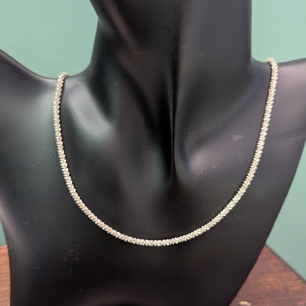 ⛓️ Vintage Necklace Italy Popcorn  Chain Diamond Cut Elegant Silver Unisex
